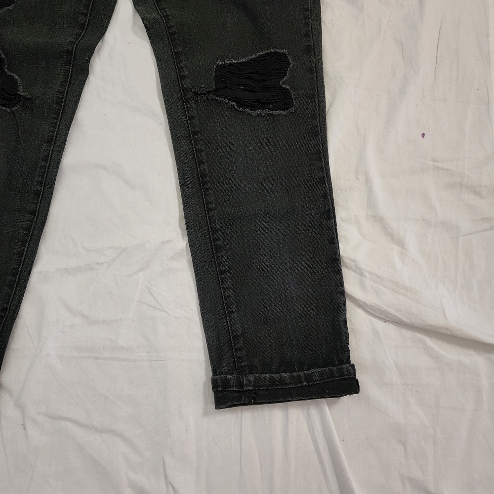 New York & Co. Women's Cropped Distressed Cuffed Boyfriend Black Jeans 👖 - Picture 11 of 13